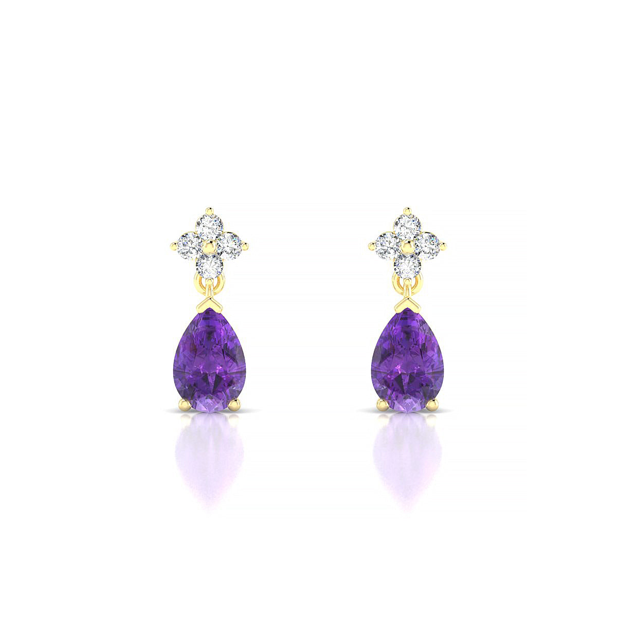 Celestial | 18k Yellow Gold 6 x 4 mm Pear Amethyst Earrings