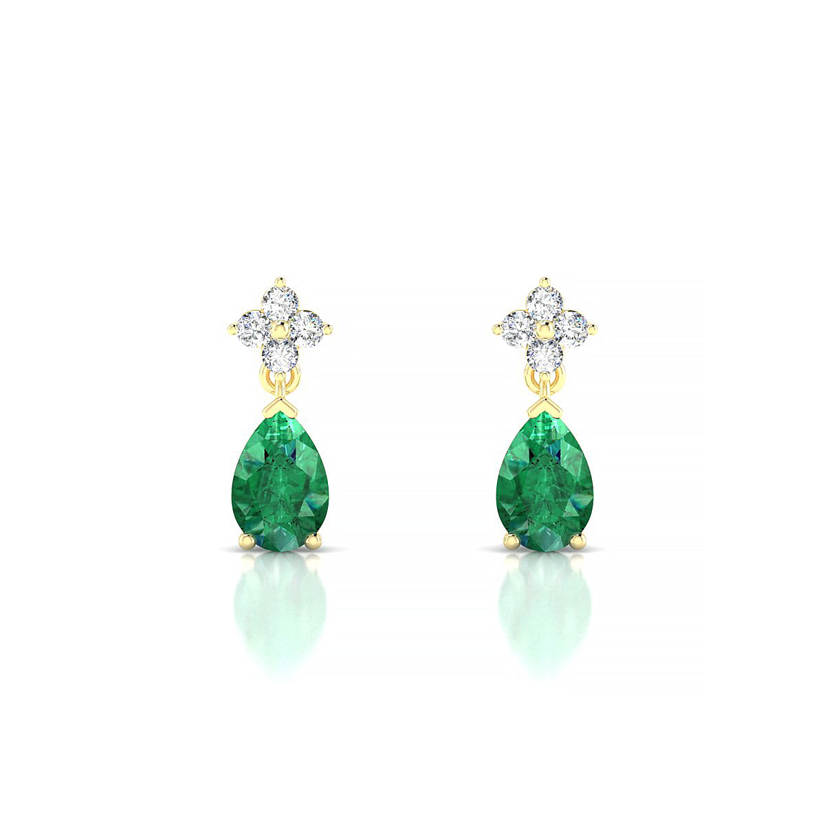 Celestial | 18k Yellow Gold 6 x 4 mm Pear Emerald Earrings