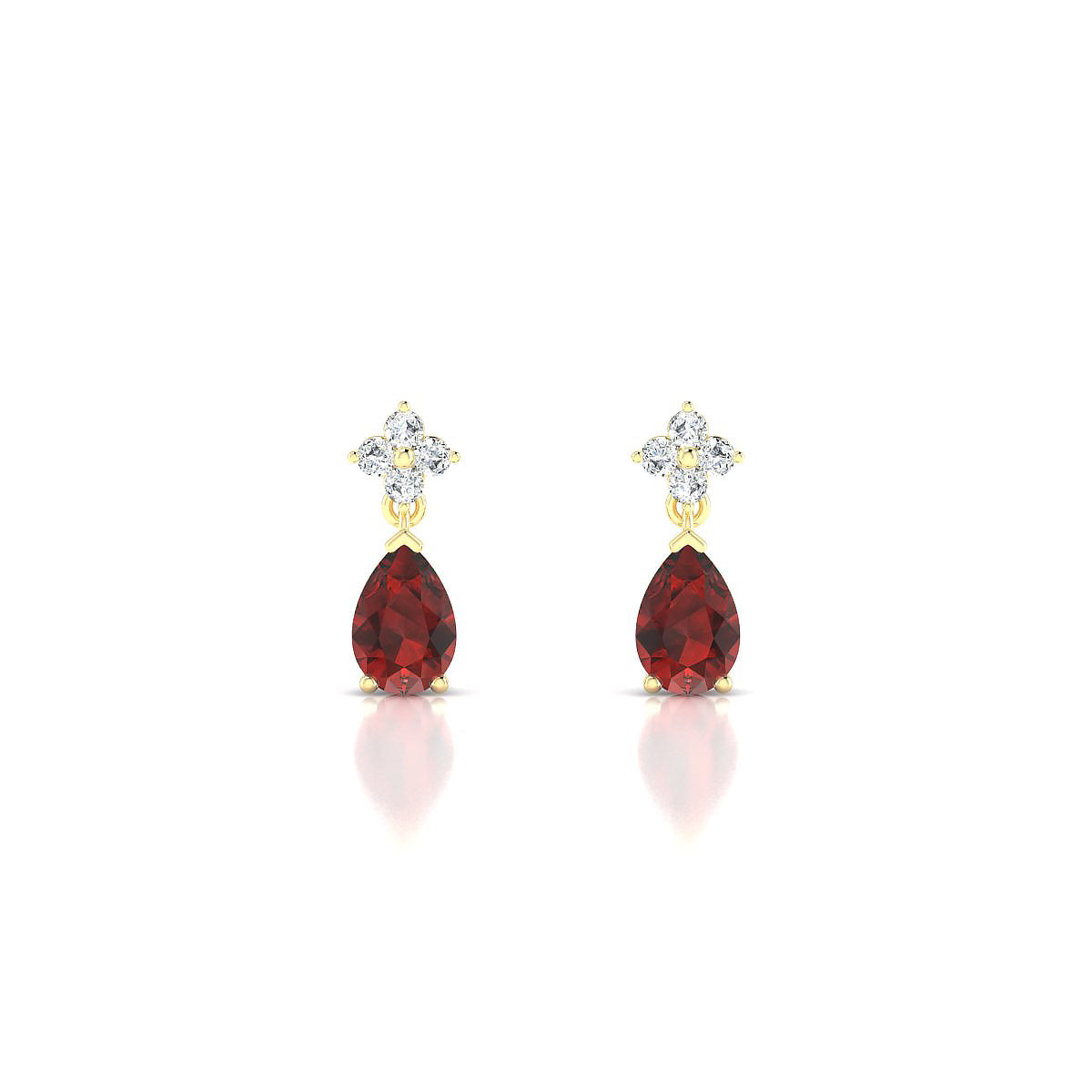 Celestial | 18k Yellow Gold 6 x 4 mm Pear Garnet Earrings