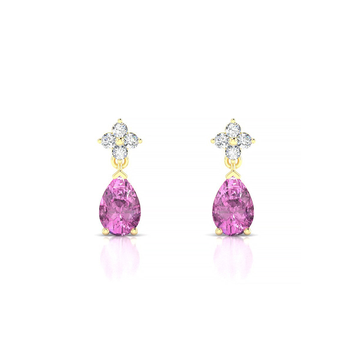 Celestial | 18k Yellow Gold 6 x 4 mm Pear Pink Sapphire Earrings