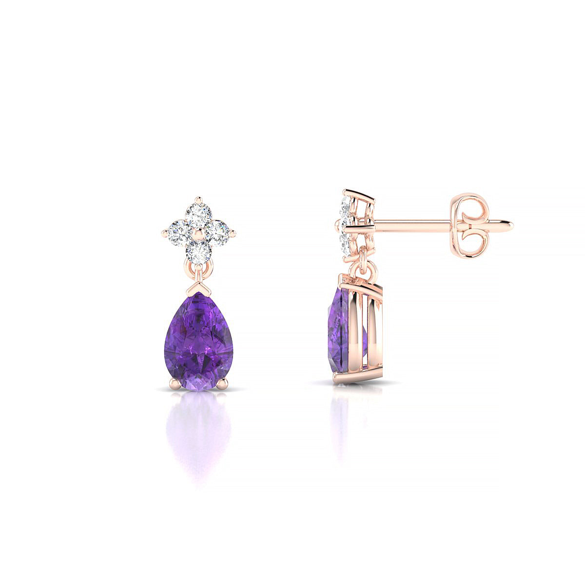 Celestial | 18k Rose Gold 6 x 4 mm Pear Amethyst Earrings