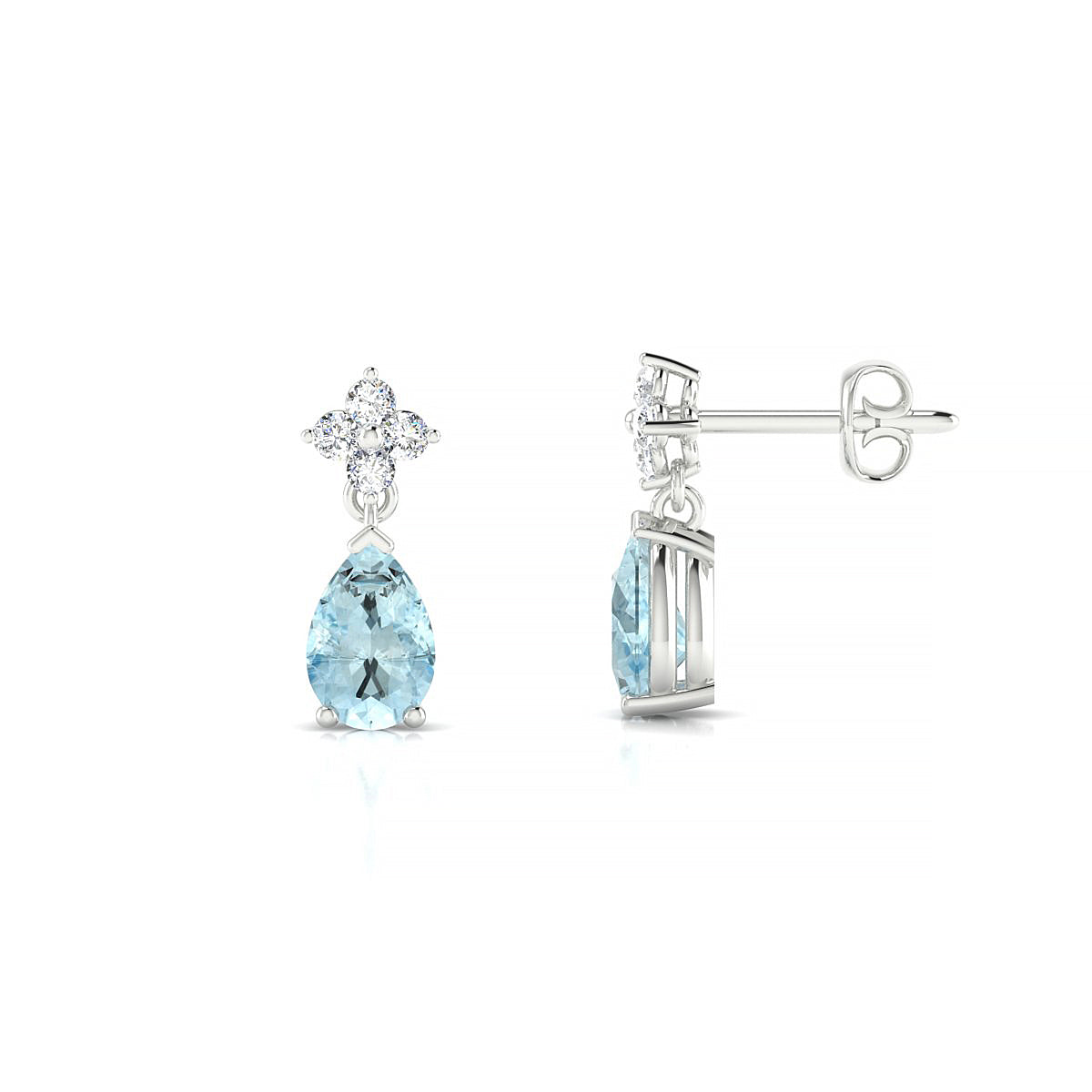 Celestial | 18k White Gold 6 x 4 mm Pear Aquamarine Earrings