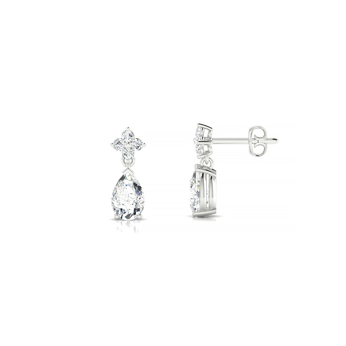 Celestial | 18k White Gold 6 x 4 mm Pear Diamond Earrings