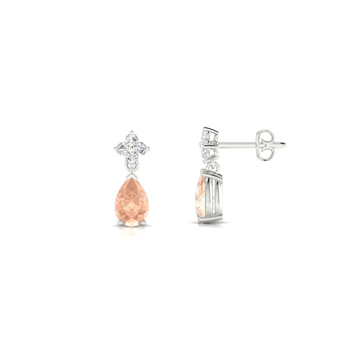 Celestial | 18k White Gold 6 x 4 mm Pear Morganite Earrings