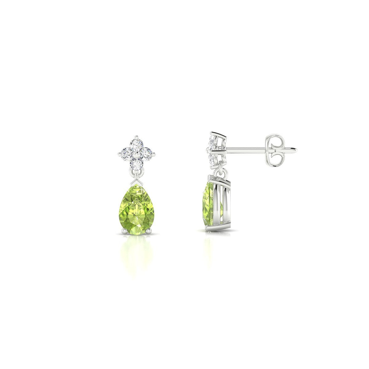 Celestial | 18k White Gold 6 x 4 mm Pear Peridot Earrings
