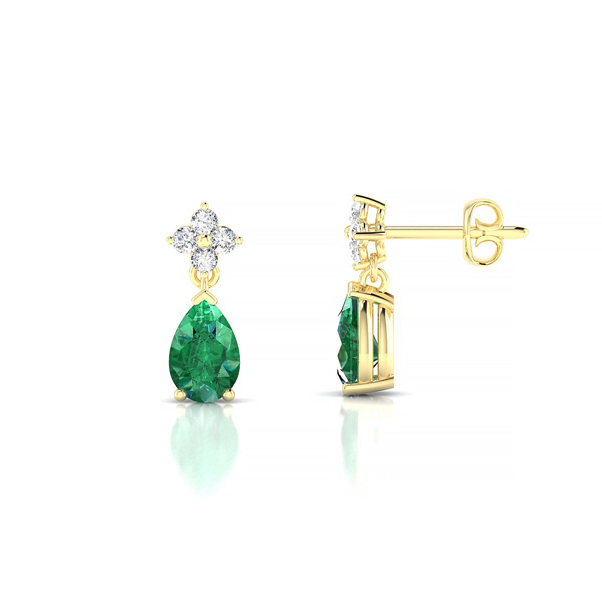 Celestial | 18k Yellow Gold 6 x 4 mm Pear Emerald Earrings
