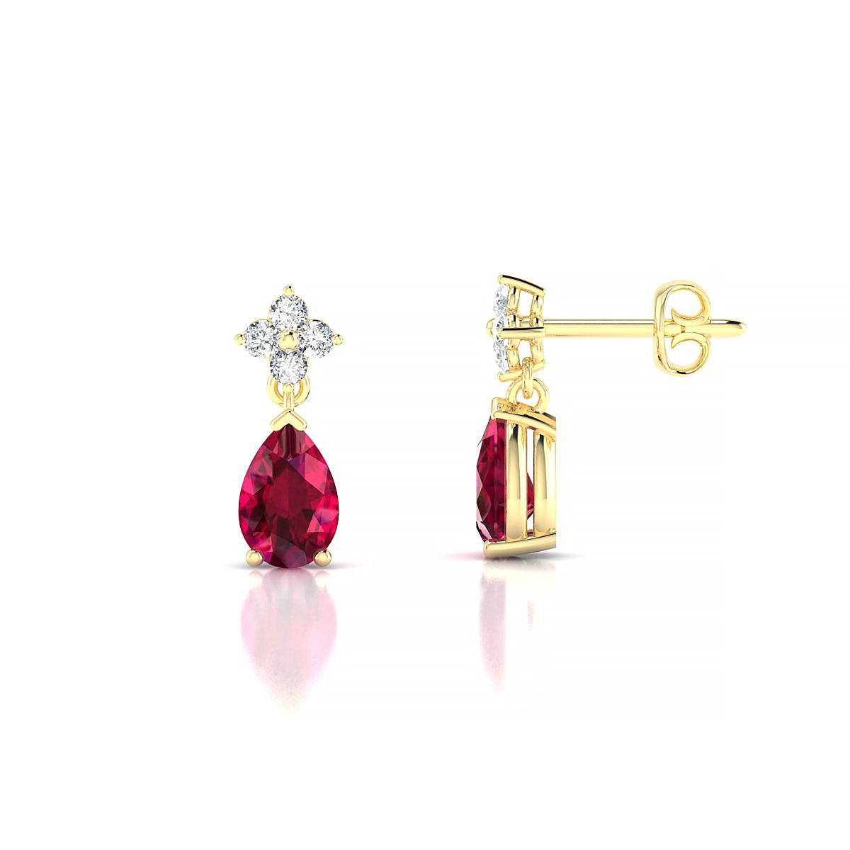 Celestial | 18k Yellow Gold 6 x 4 mm Pear Ruby Earrings