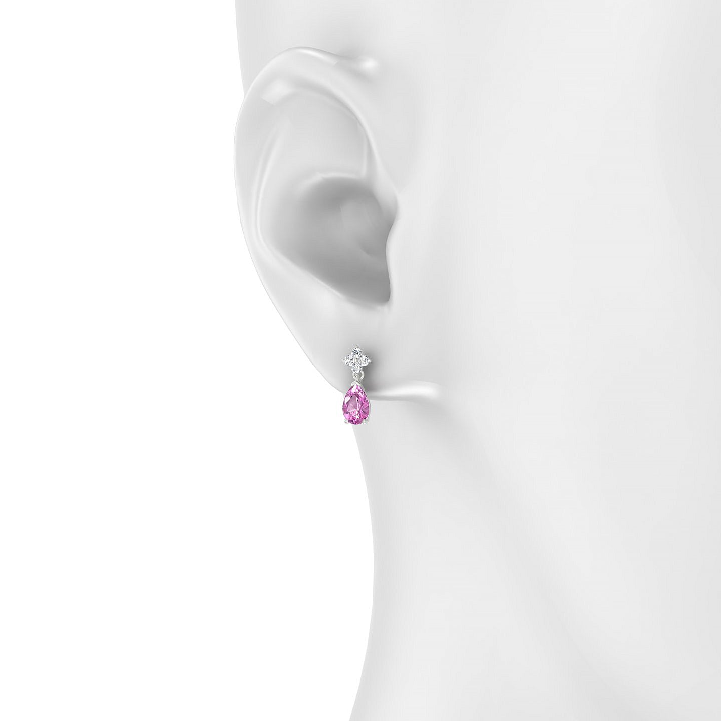 Celestial | 18k White Gold 6 x 4 mm Pear Pink Sapphire Earrings