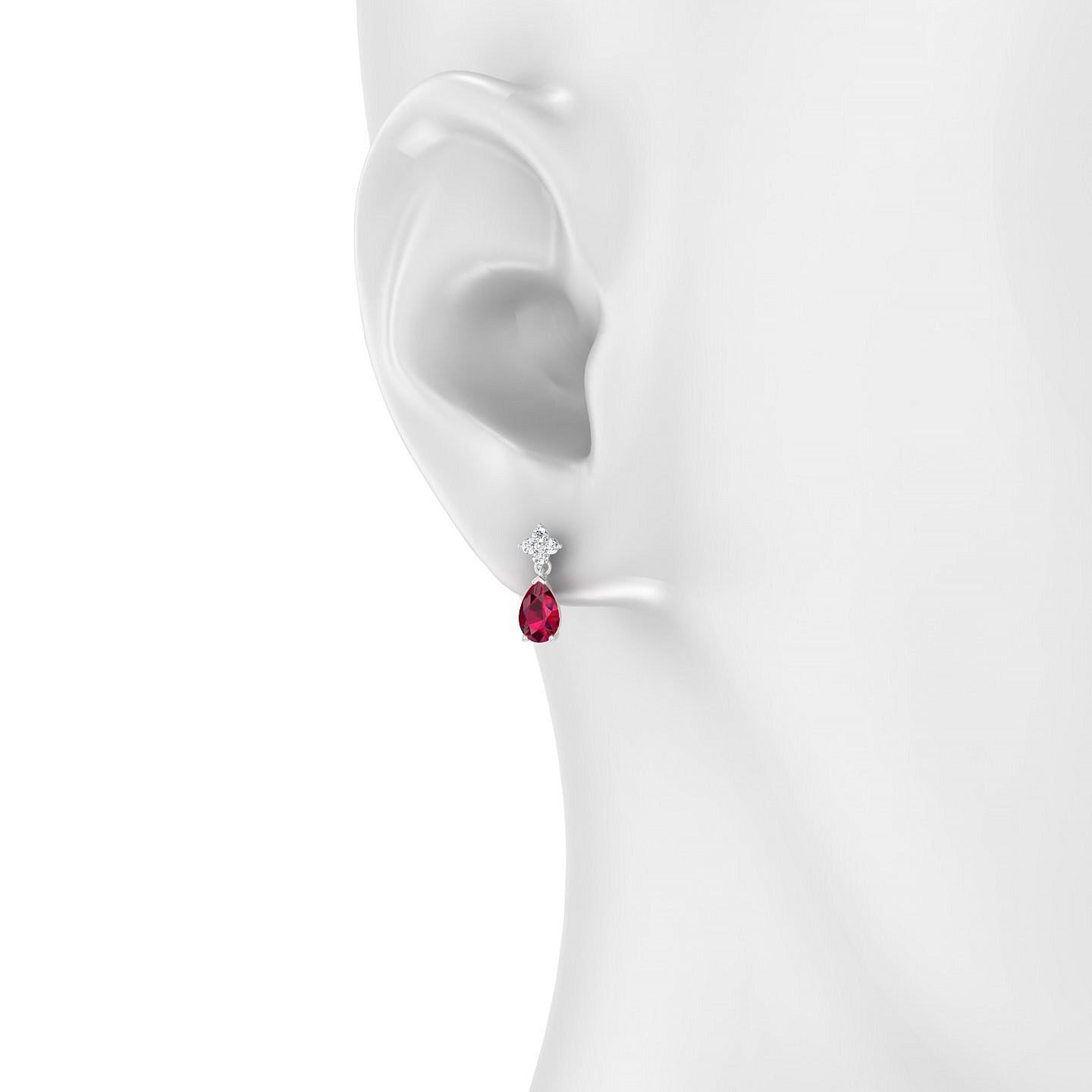 Celestial | 18k White Gold 6 x 4 mm Pear Ruby Earrings