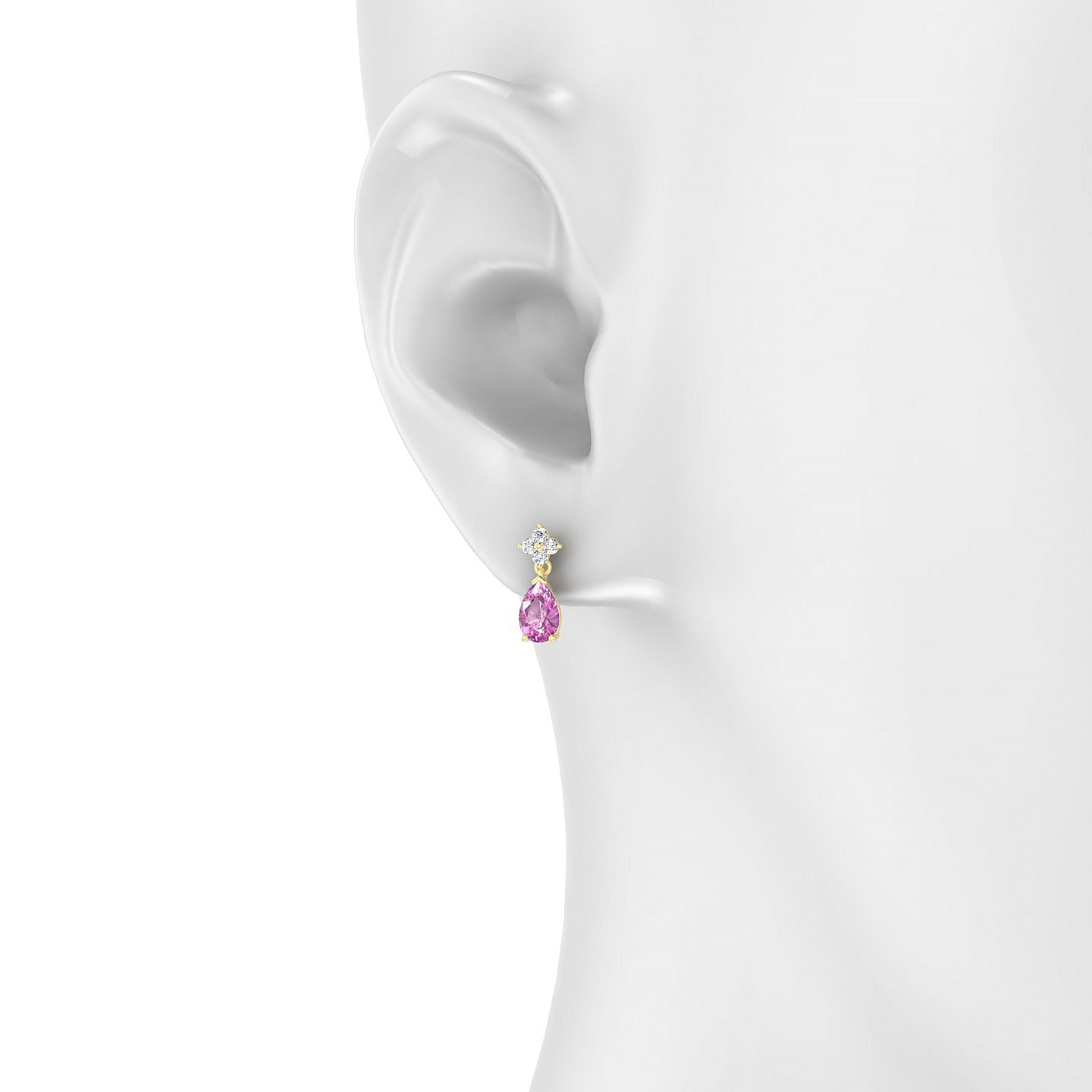 Celestial | 18k Yellow Gold 6 x 4 mm Pear Pink Sapphire Earrings