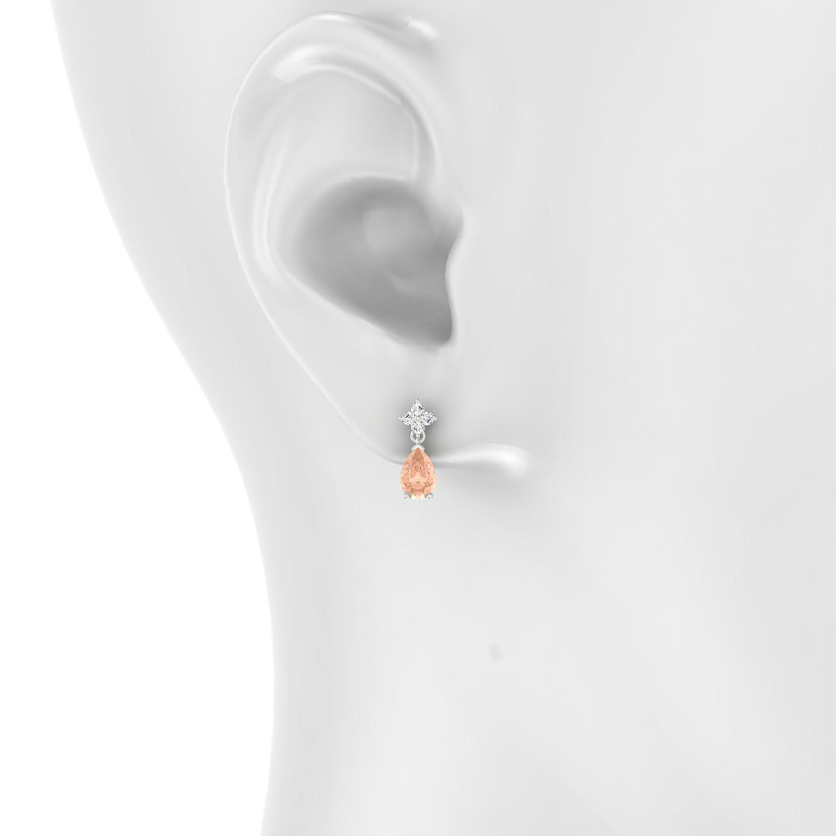 Celestial | 18k White Gold 6 x 4 mm Pear Morganite Earrings