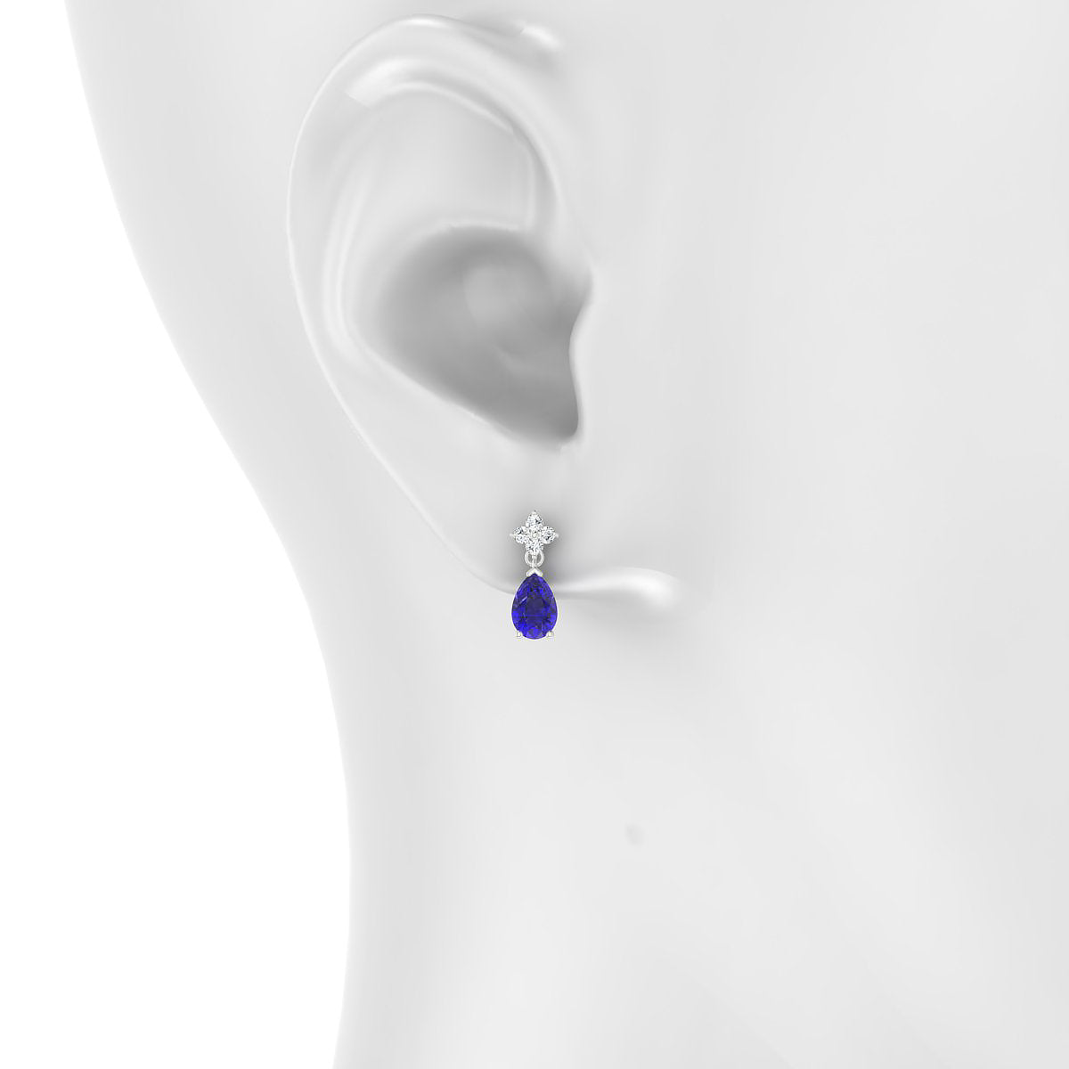Celestial | 18k White Gold 6 x 4 mm Pear Tanzanite Earrings