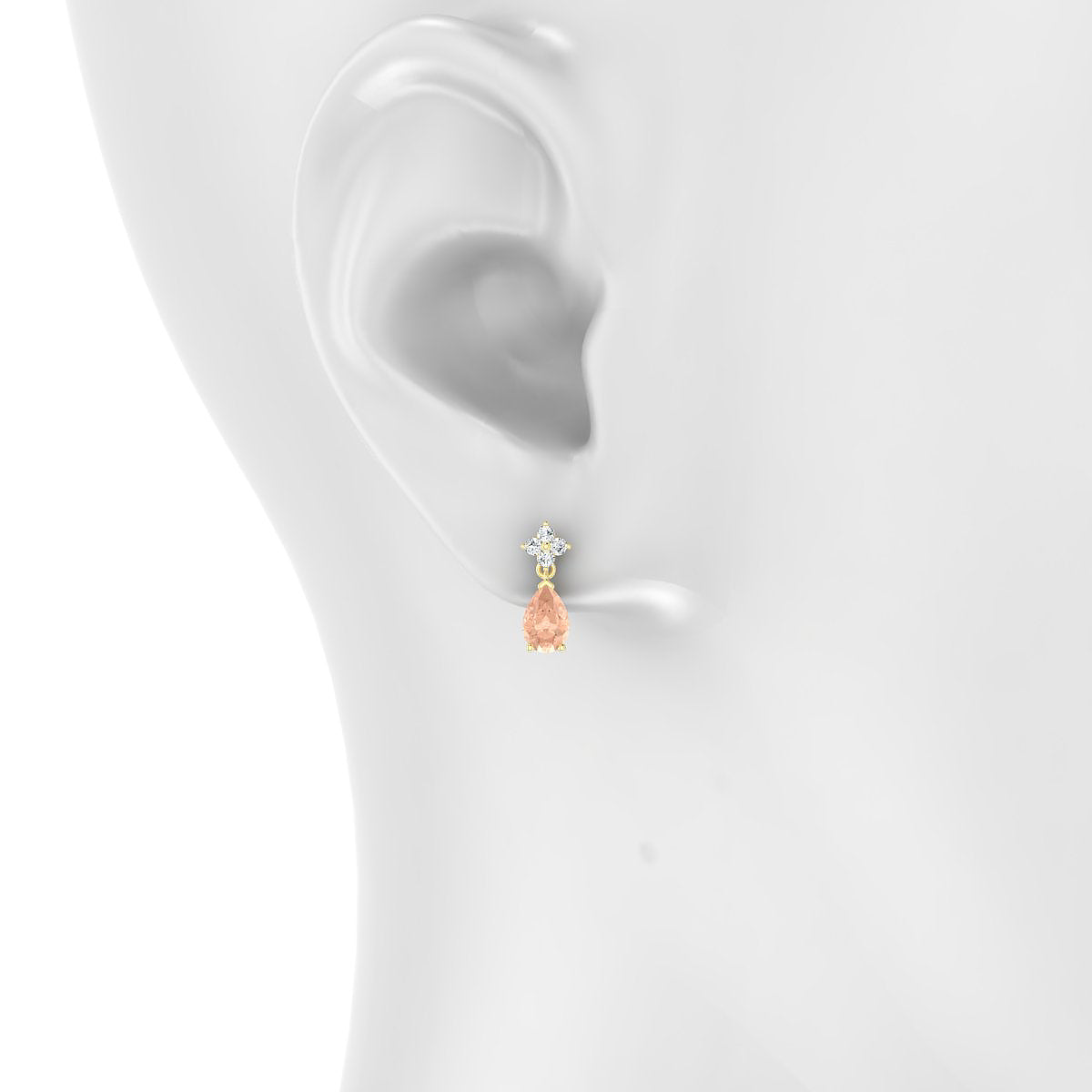 Celestial | 18k Yellow Gold 6 x 4 mm Pear Morganite Earrings