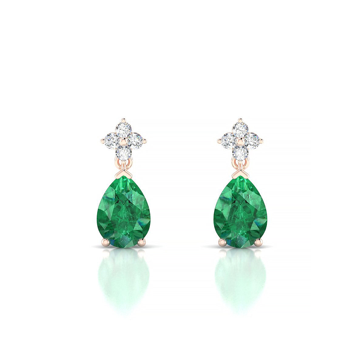 Celestial | 18k Rose Gold 7 x 5 mm Pear Emerald Earrings