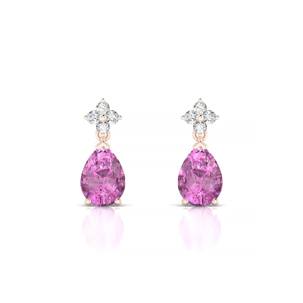 Celestial | 18k Rose Gold 7 x 5 mm Pear Pink Sapphire Earrings