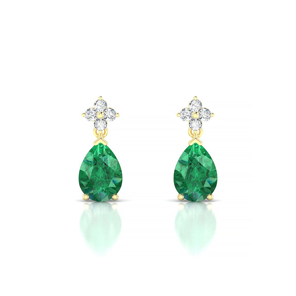 Celestial | 18k Yellow Gold 7 x 5 mm Pear Emerald Earrings