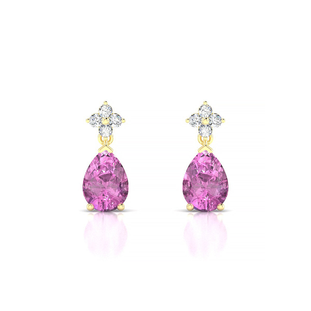 Celestial | 18k Yellow Gold 7 x 5 mm Pear Pink Sapphire Earrings
