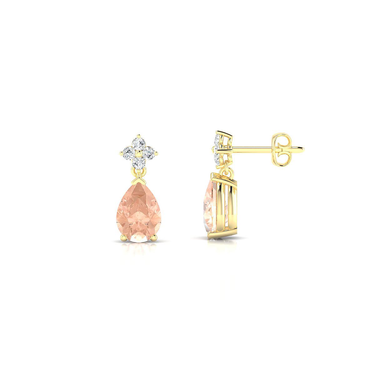 Celestial | 18k Yellow Gold 7 x 5 mm Pear Morganite Earrings