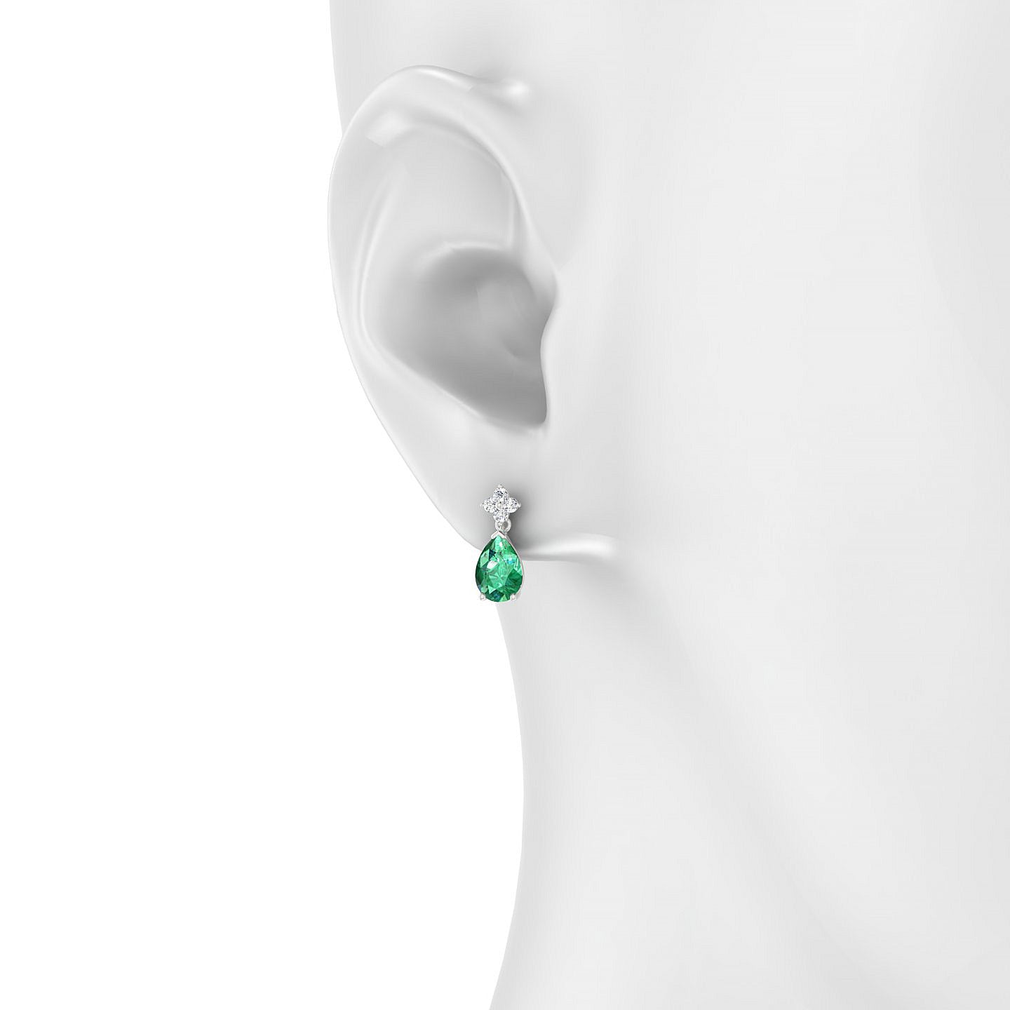 Celestial | 18k White Gold 7 x 5 mm Pear Emerald Earrings