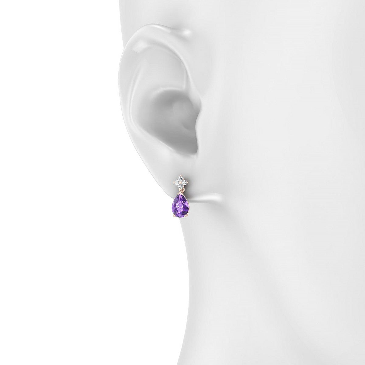 Celestial | 18k Rose Gold 7 x 5 mm Pear Amethyst Earrings
