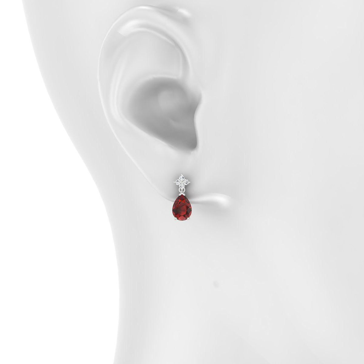 Celestial | 18k White Gold 7 x 5 mm Pear Garnet Earrings