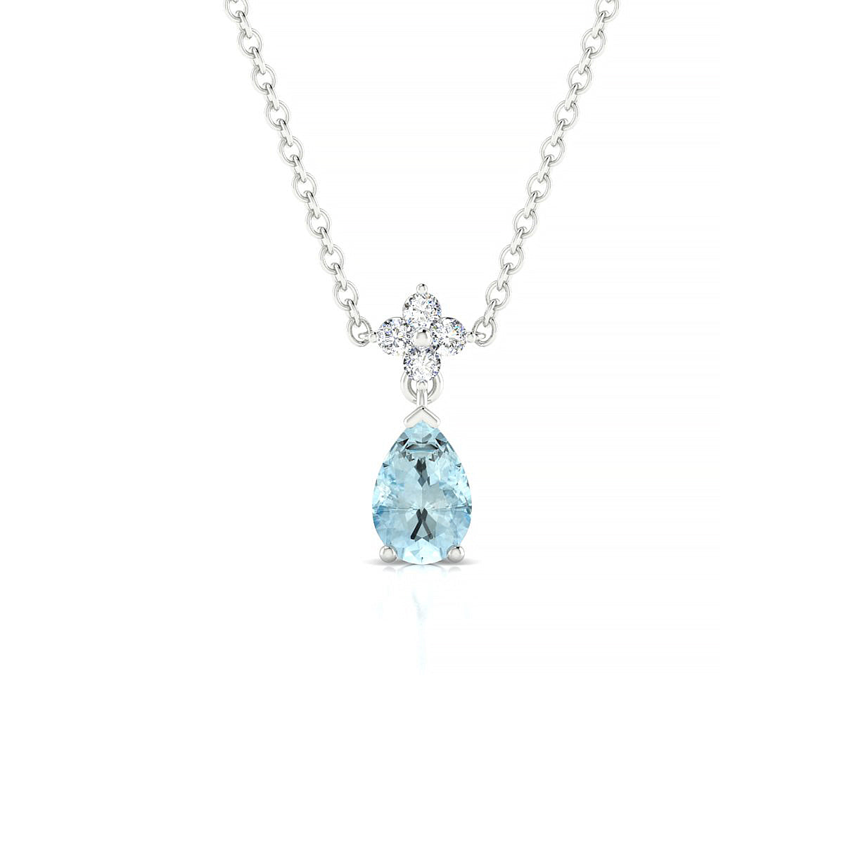 Celestial | 18k White Gold 6 x 4 mm Pear Aquamarine Pendant
