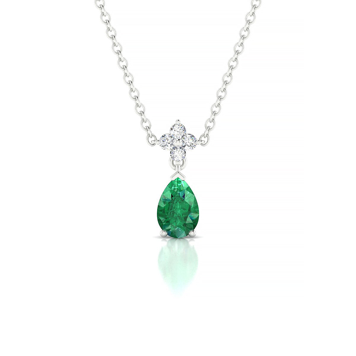 Celestial | 18k White Gold 6 x 4 mm Pear Emerald Pendant