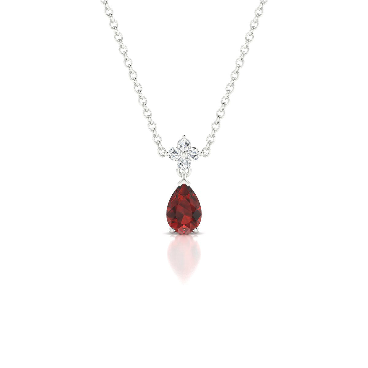 Celestial | 18k White Gold 6 x 4 mm Pear Garnet Pendant