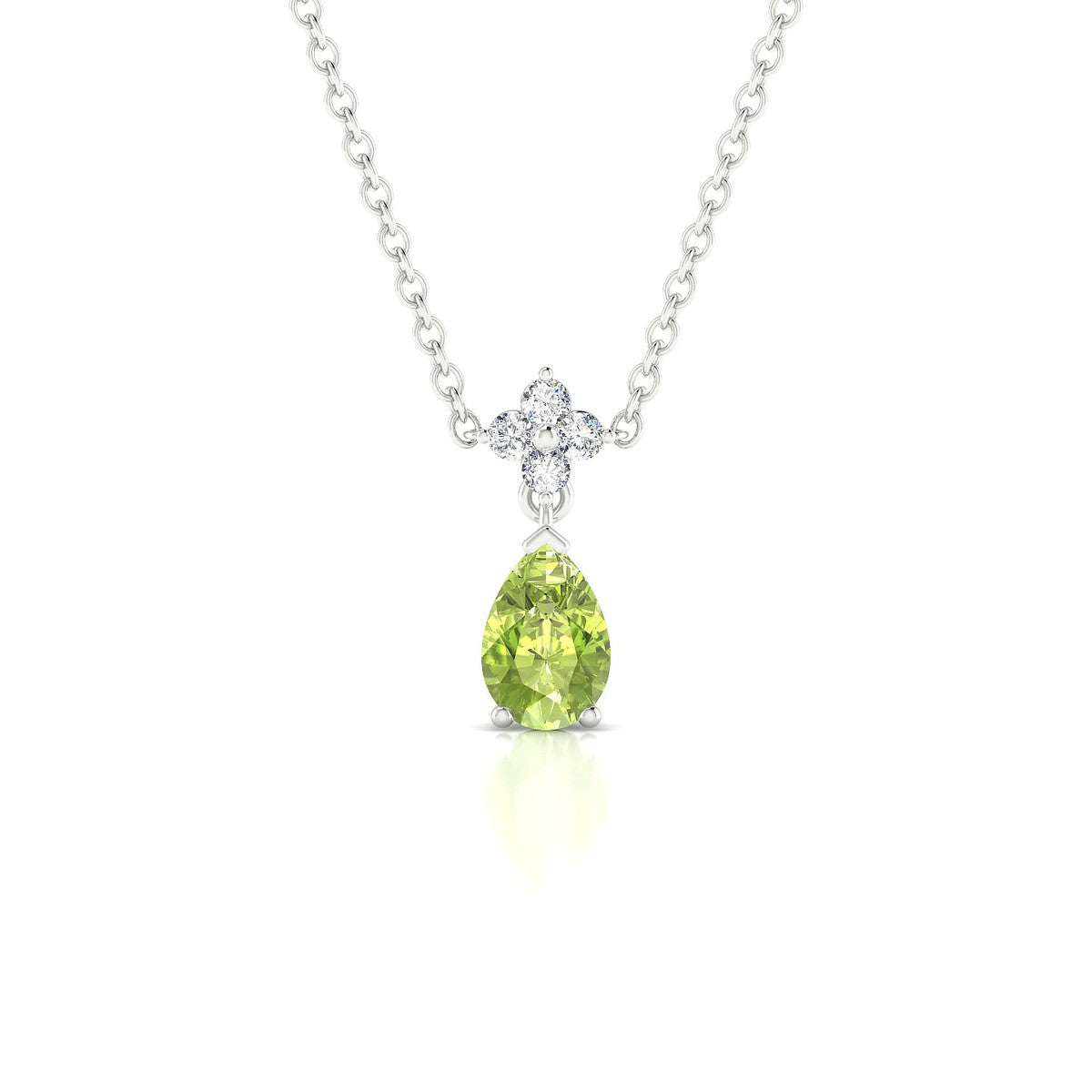 Celestial | 18k White Gold 6 x 4 mm Pear Peridot Pendant