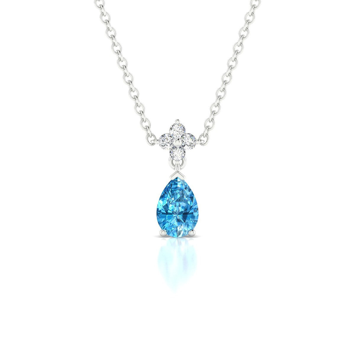 Celestial | 18k White Gold 6 x 4 mm Pear Topaz Pendant