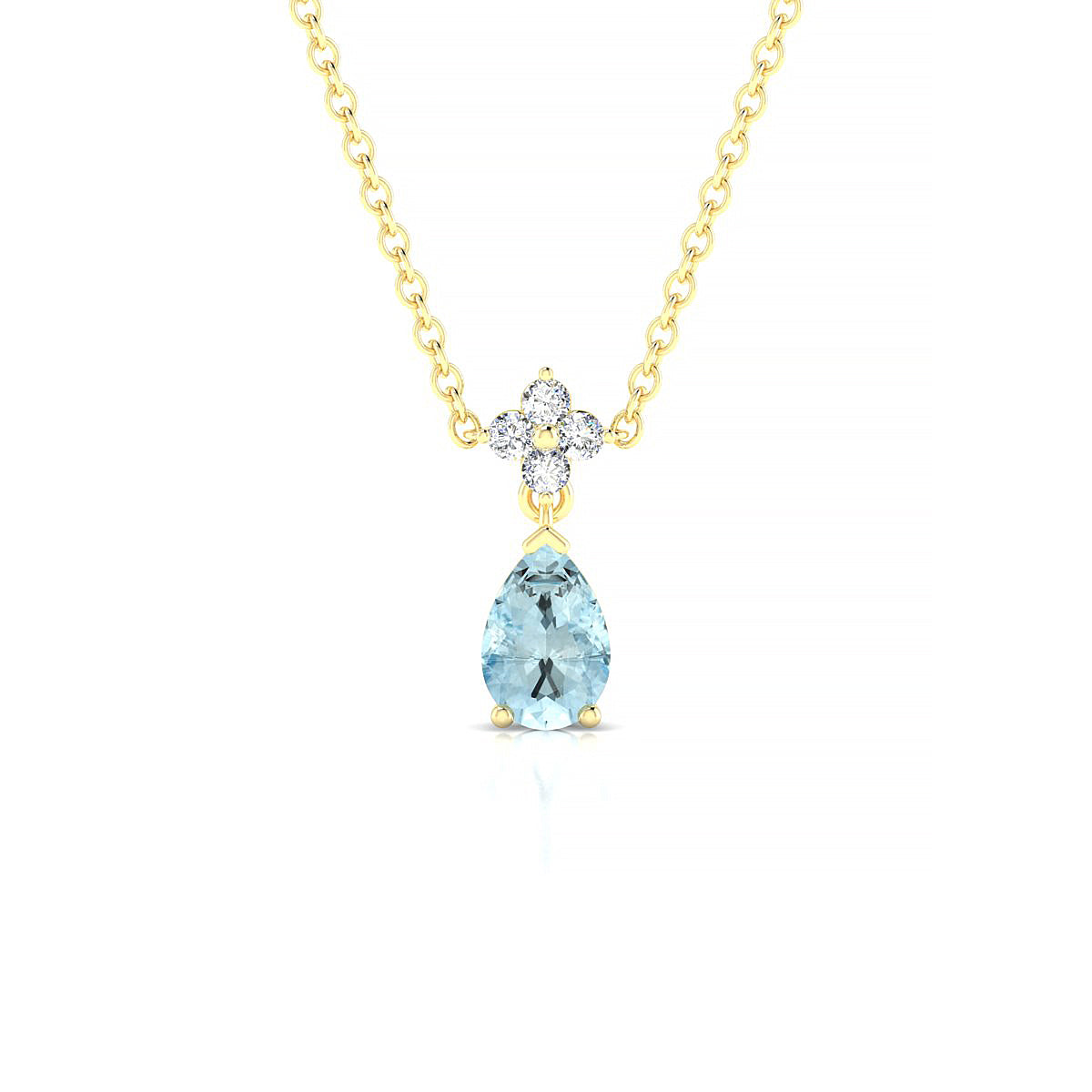 Celestial | 18k Yellow Gold 6 x 4 mm Pear Aquamarine Pendant