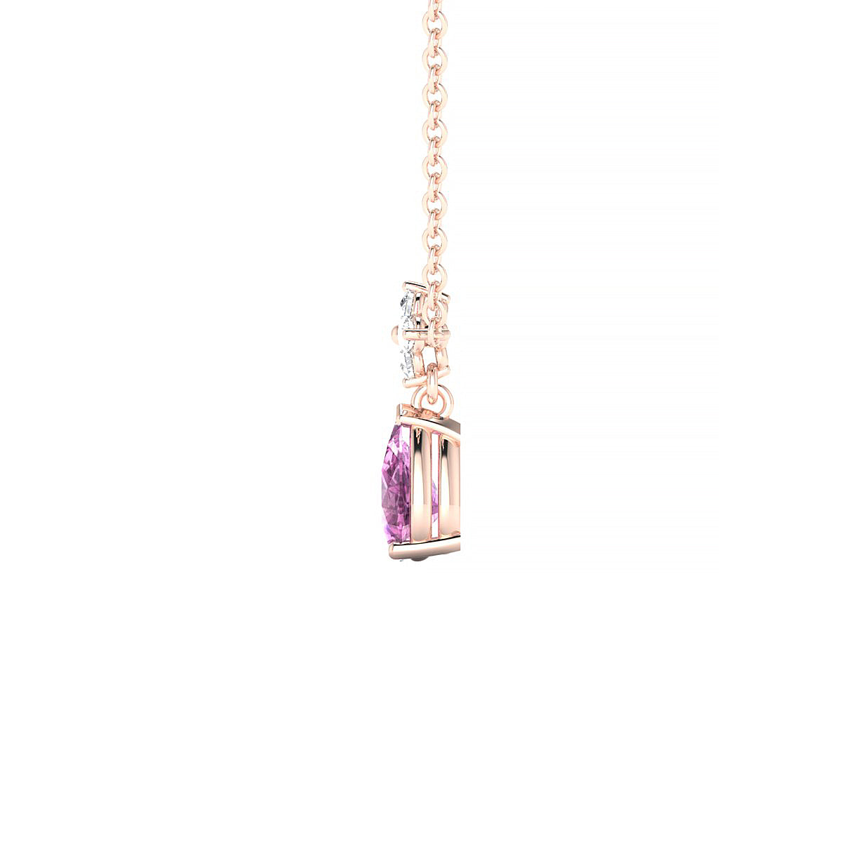 Celestial | 18k Rose Gold 6 x 4 mm Pear Pink Sapphire Pendant