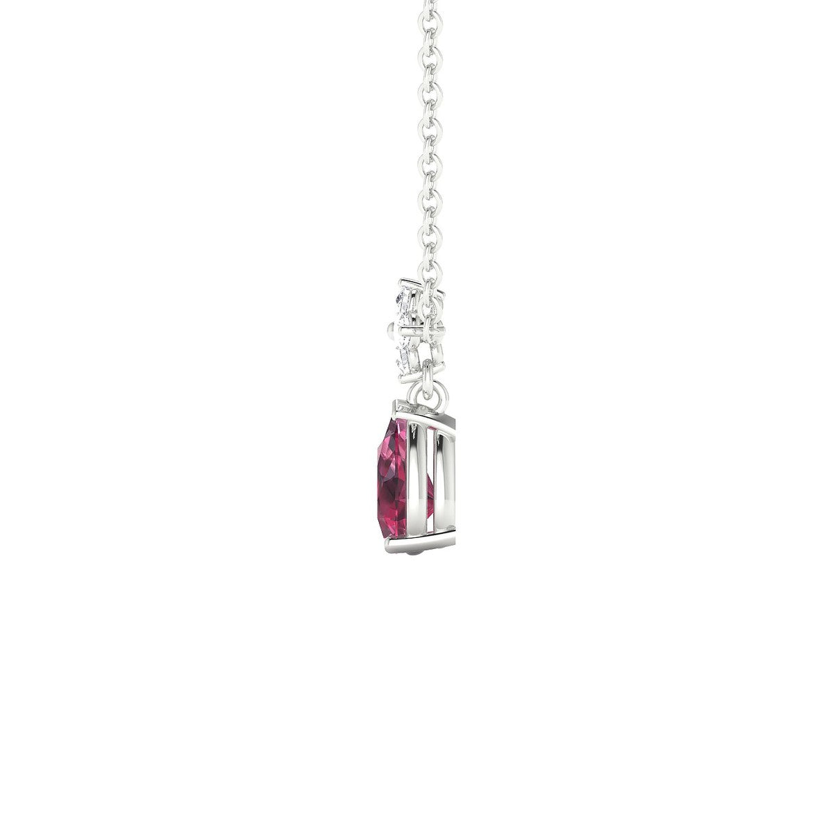 Celestial | 18k White Gold 6 x 4 mm Pear Rhodolite Pendant