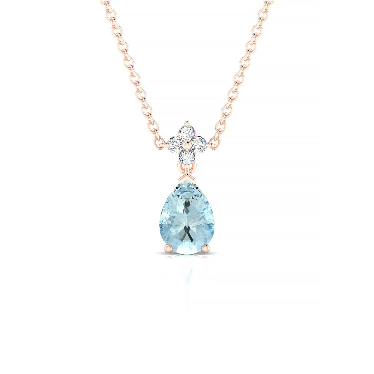 Celestial | 18k Rose Gold 7 x 5 mm Pear Aquamarine Pendant