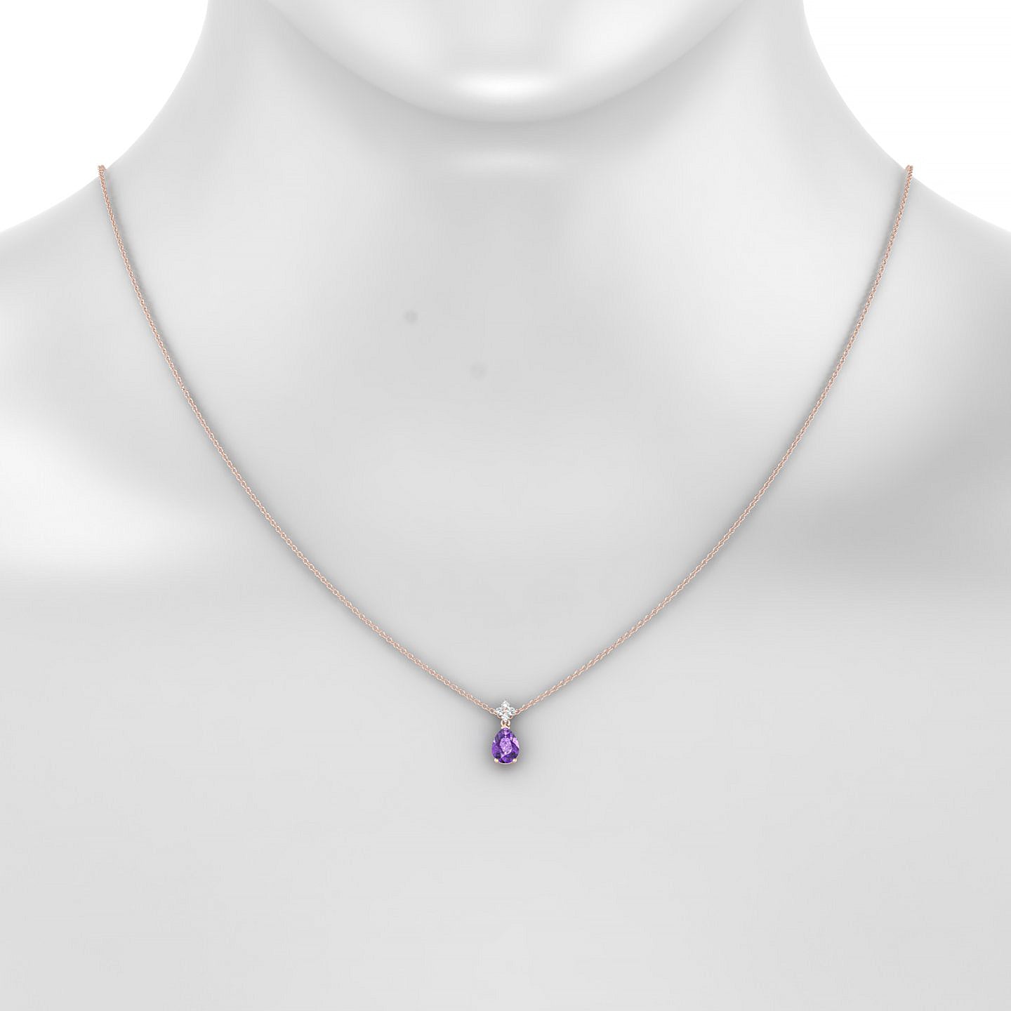 Celestial | 18k Rose Gold 7 x 5 mm Pear Amethyst Pendant