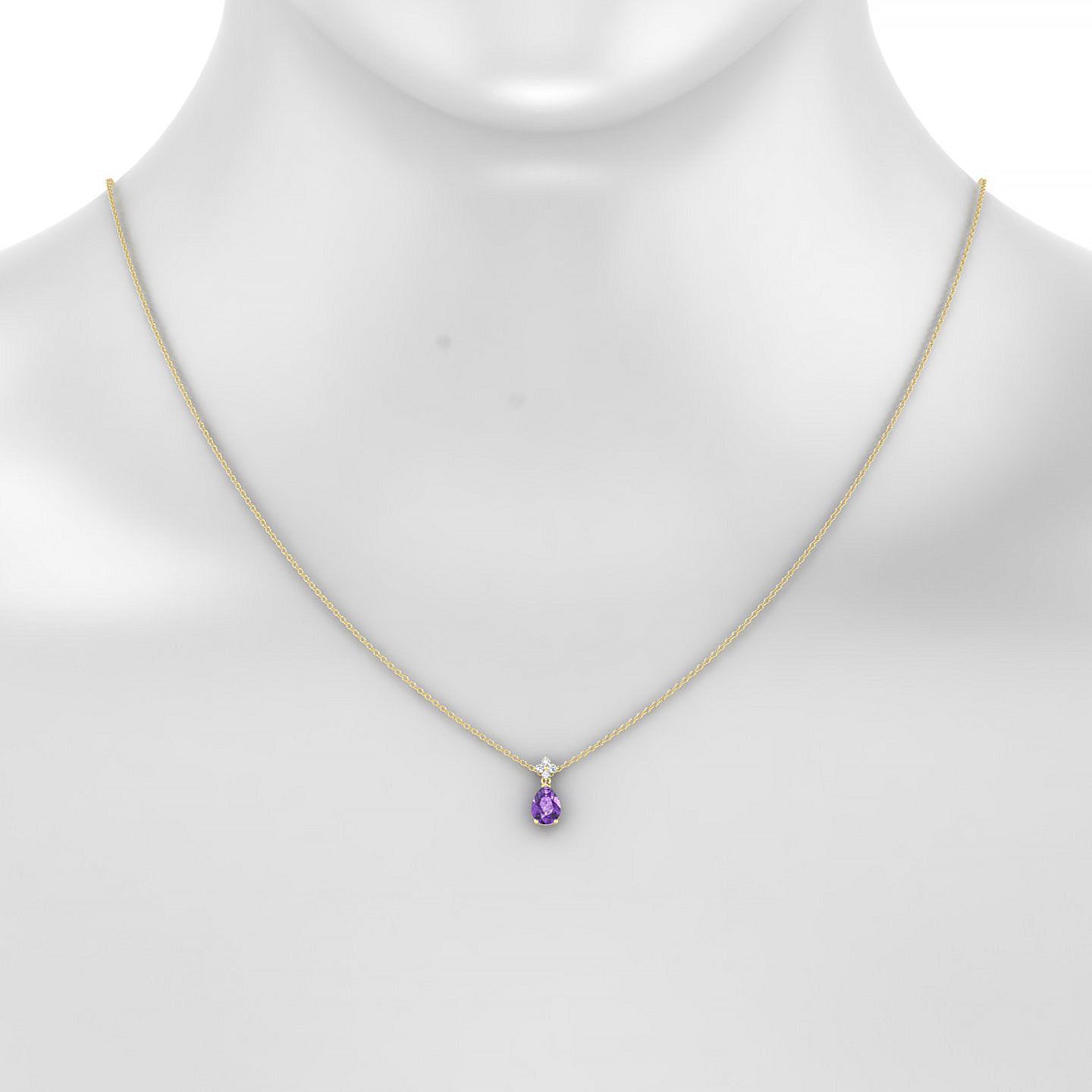 Celestial | 18k Yellow Gold 7 x 5 mm Pear Amethyst Pendant