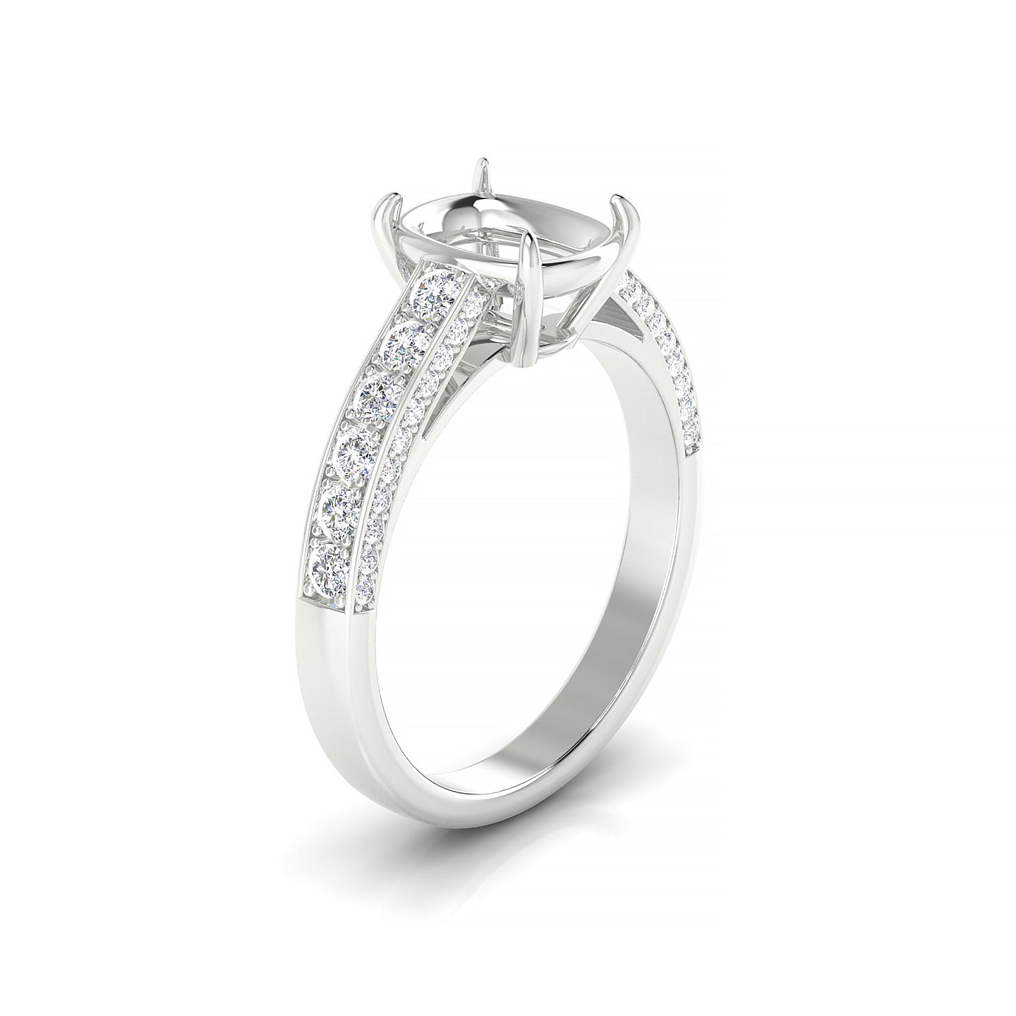 Complete Cushion 2-2.99 ct | 18k White Gold Side Stones Ring