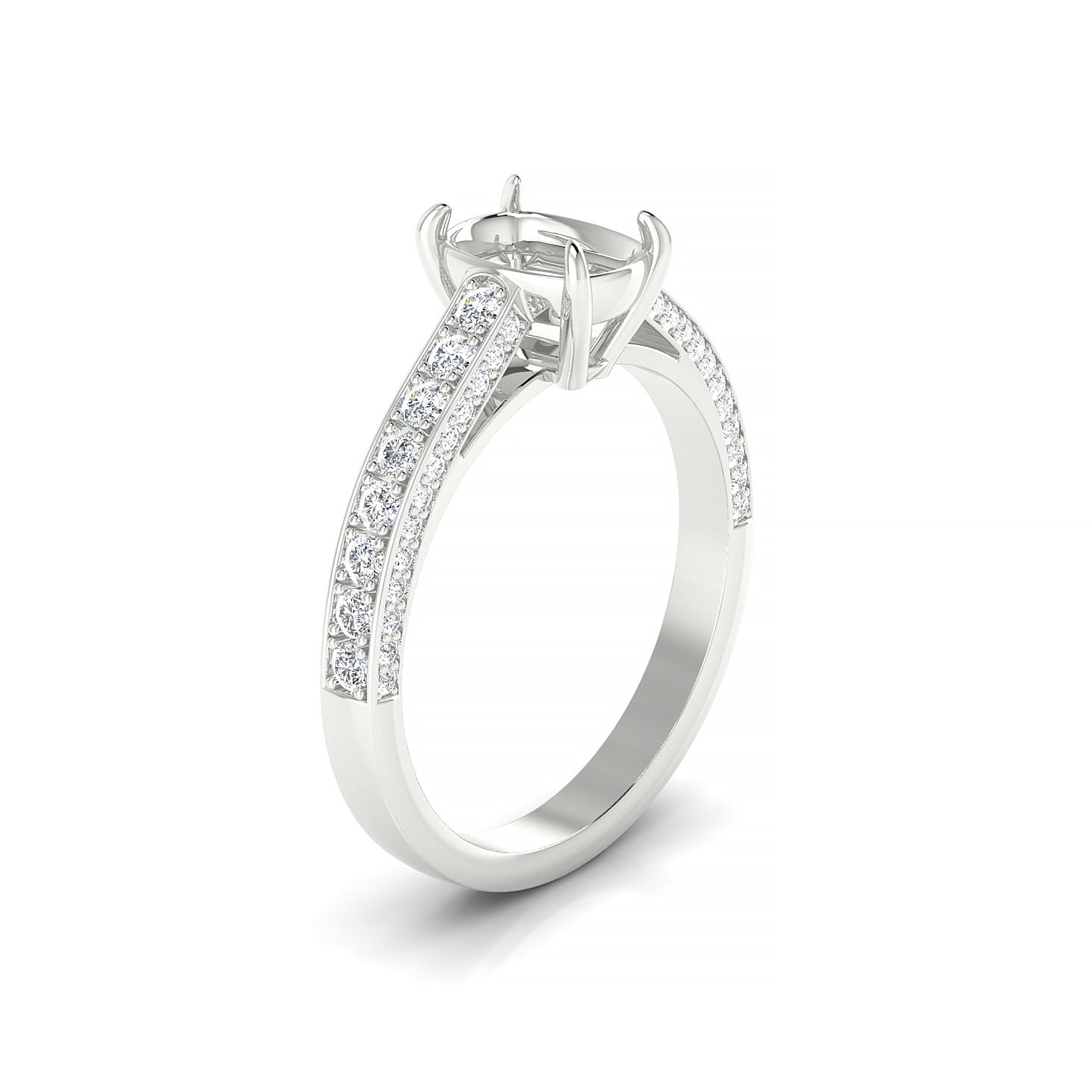 Complete Cushion 1-1.99 ct | 18k White Gold Side Stones Ring