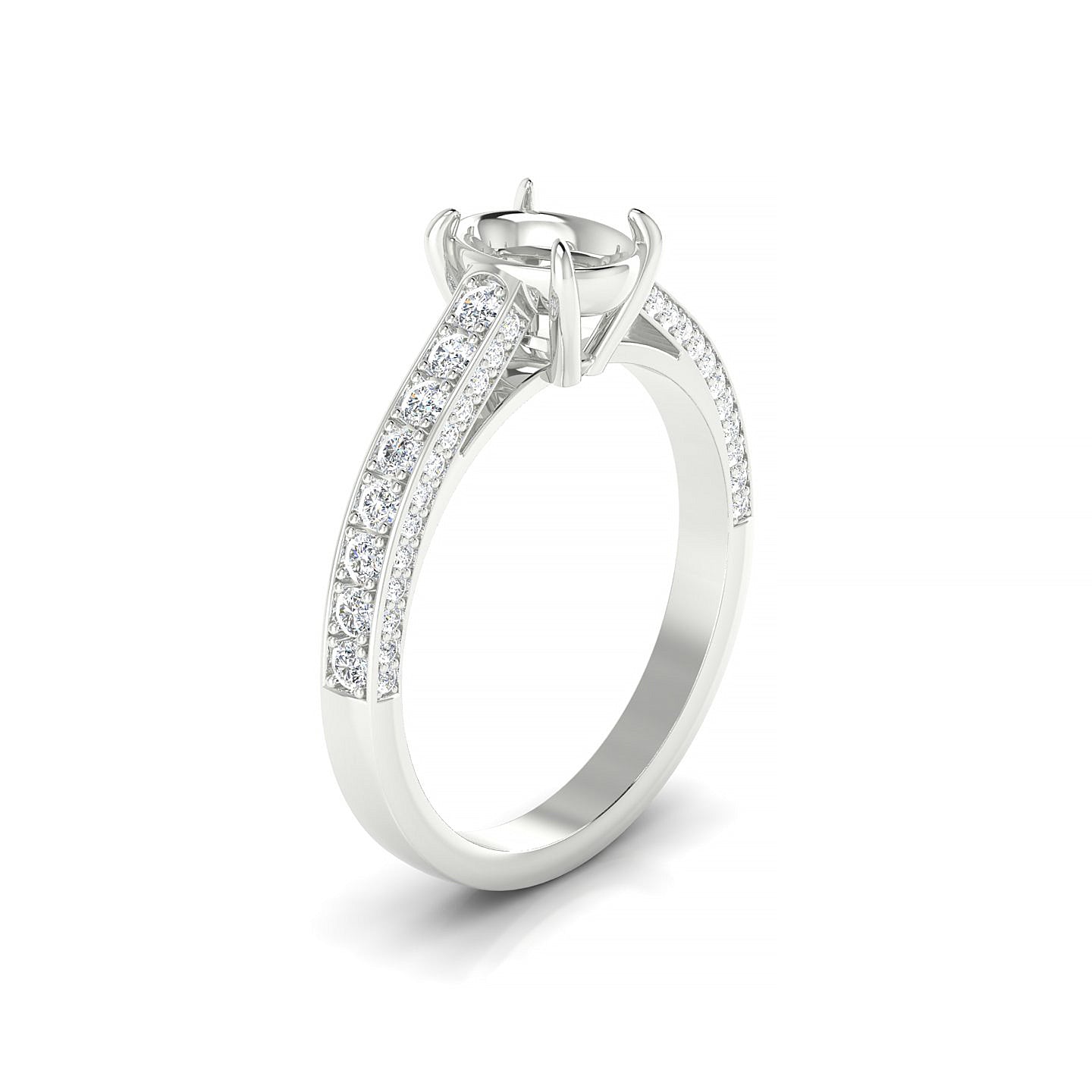 Complete Oval 1-1.99 ct | 18k White Gold Side Stones Ring
