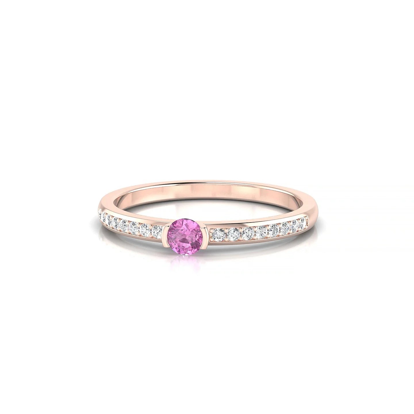 Crest | 18k Rose Gold 3 mm Round Pink Sapphire Ring