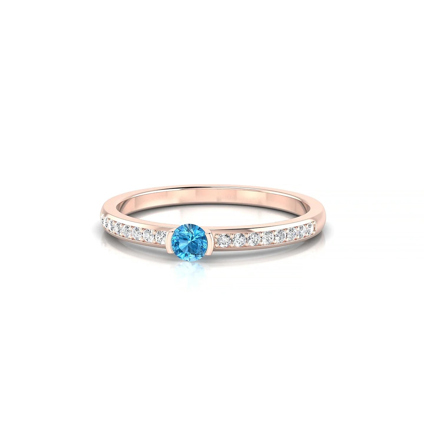 Crest | 18k Rose Gold 3 mm Round Topaz Ring