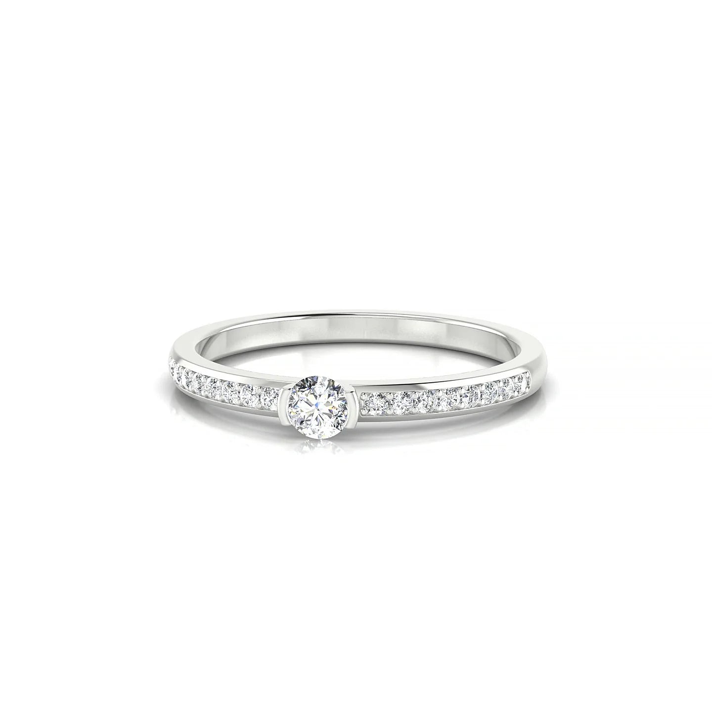 Crest | 18k White Gold 3 mm Round Diamond Ring