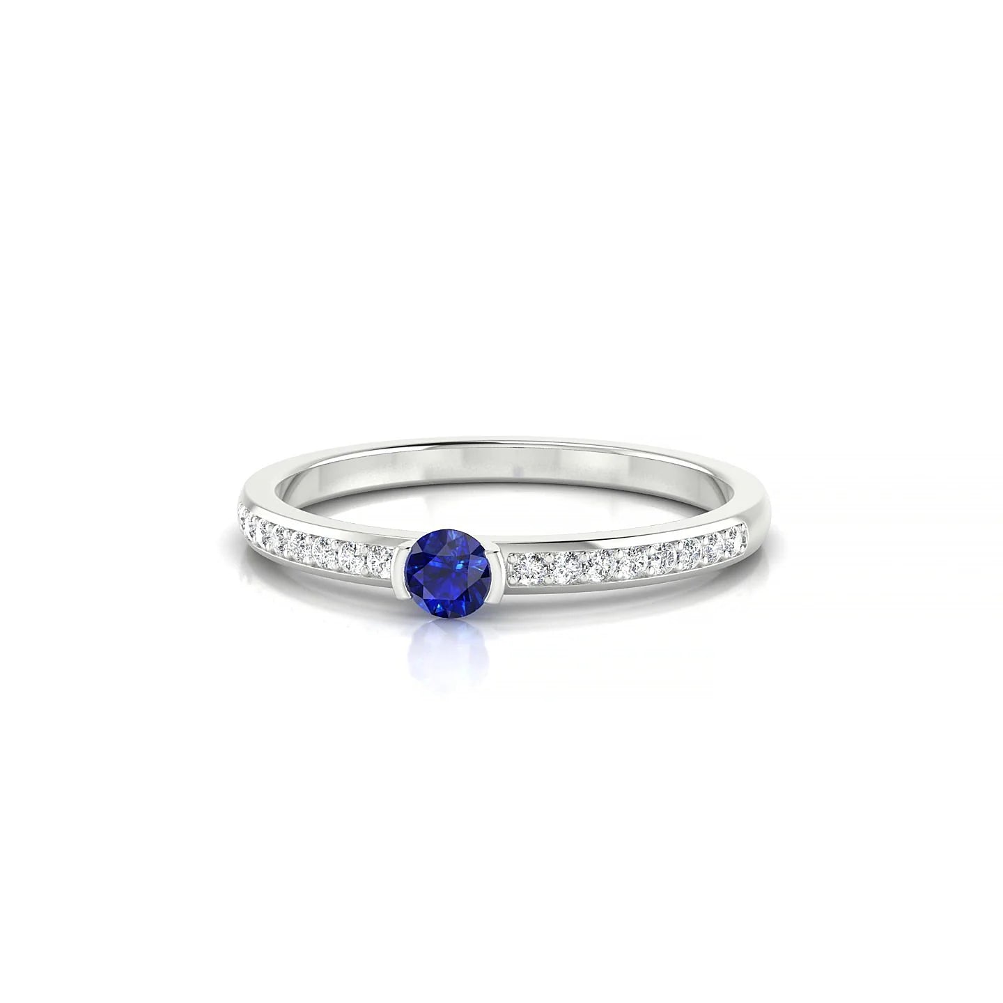 Crest | 18k White Gold 3 mm Round Sapphire Ring