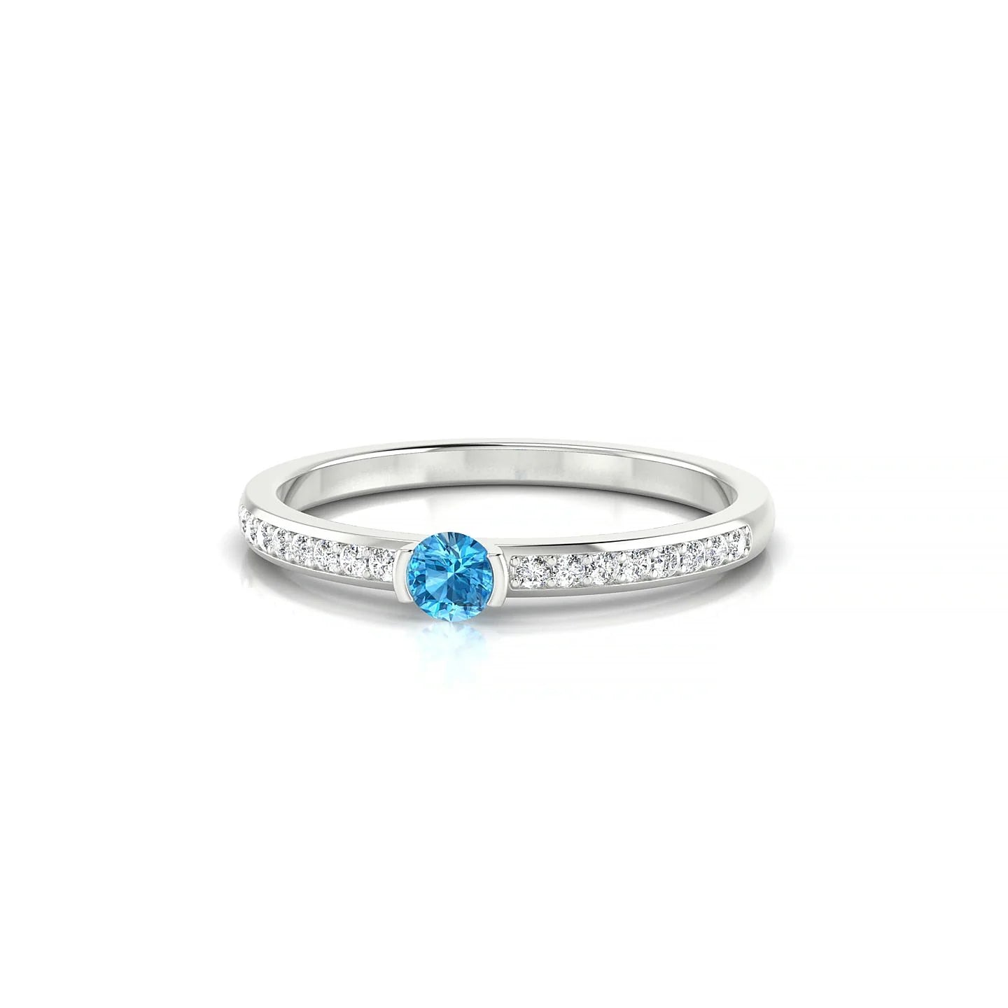 Crest | 18k White Gold 3 mm Round Topaz Ring