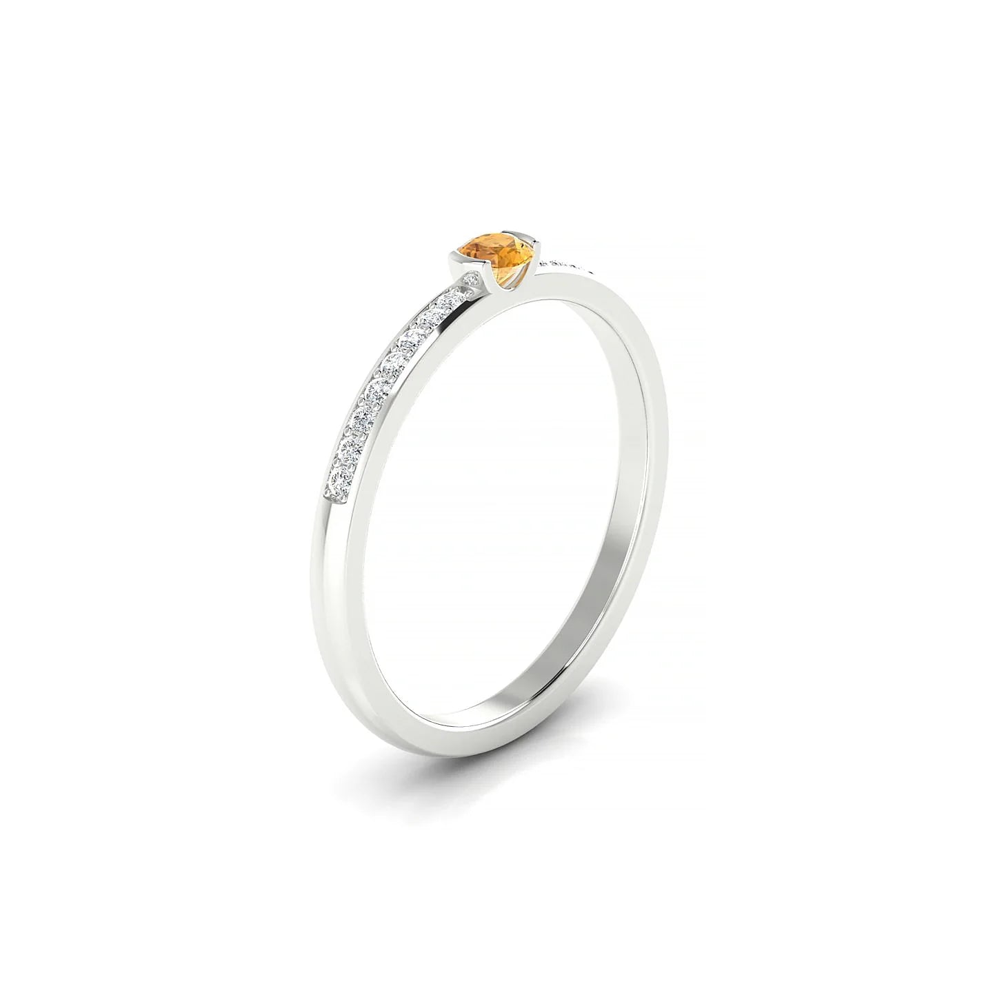 Crest | 18k White Gold 3 mm Round Citrine Ring