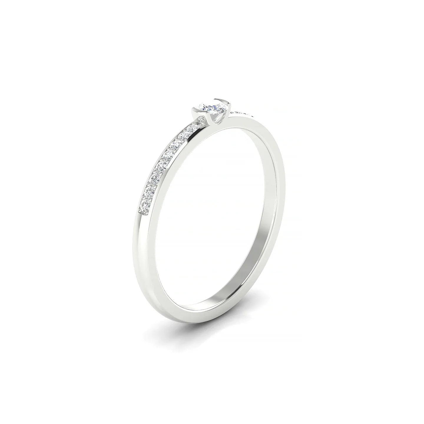 Crest | 18k White Gold 3 mm Round Diamond Ring
