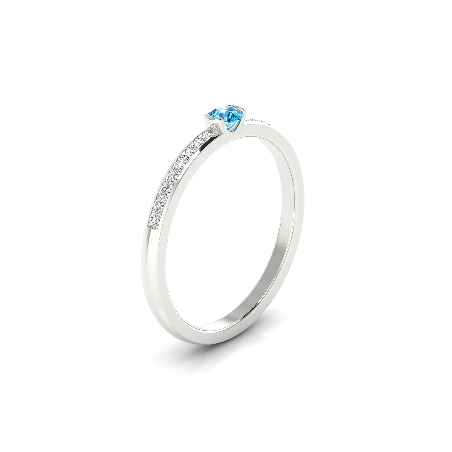 Crest | 18k White Gold 3 mm Round Topaz Ring