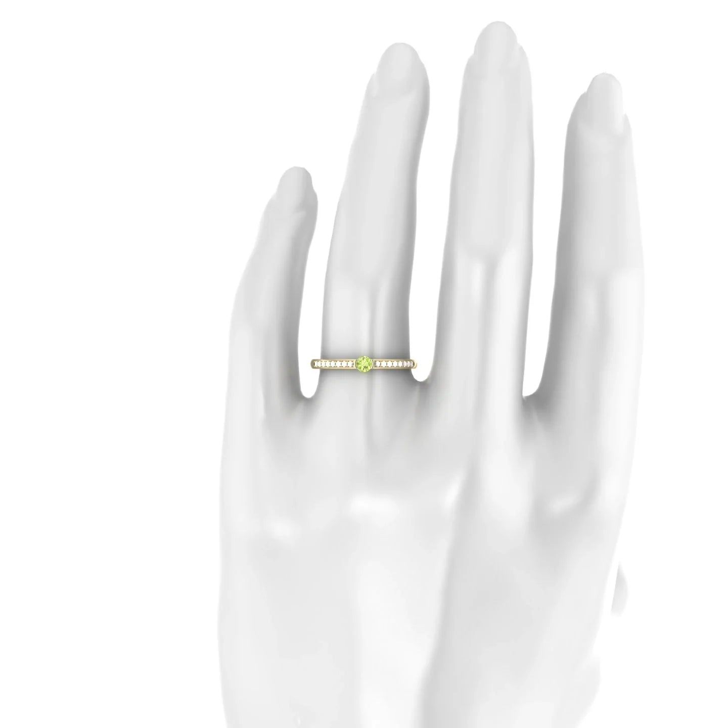 Crest | 18k Yellow Gold 3 mm Round Peridot Ring