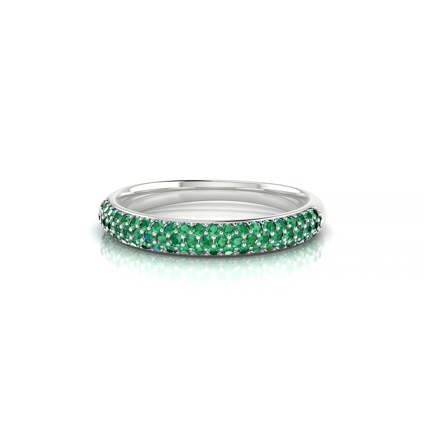 Dawn | 18k White Gold 1.1 mm Round Emerald Ring