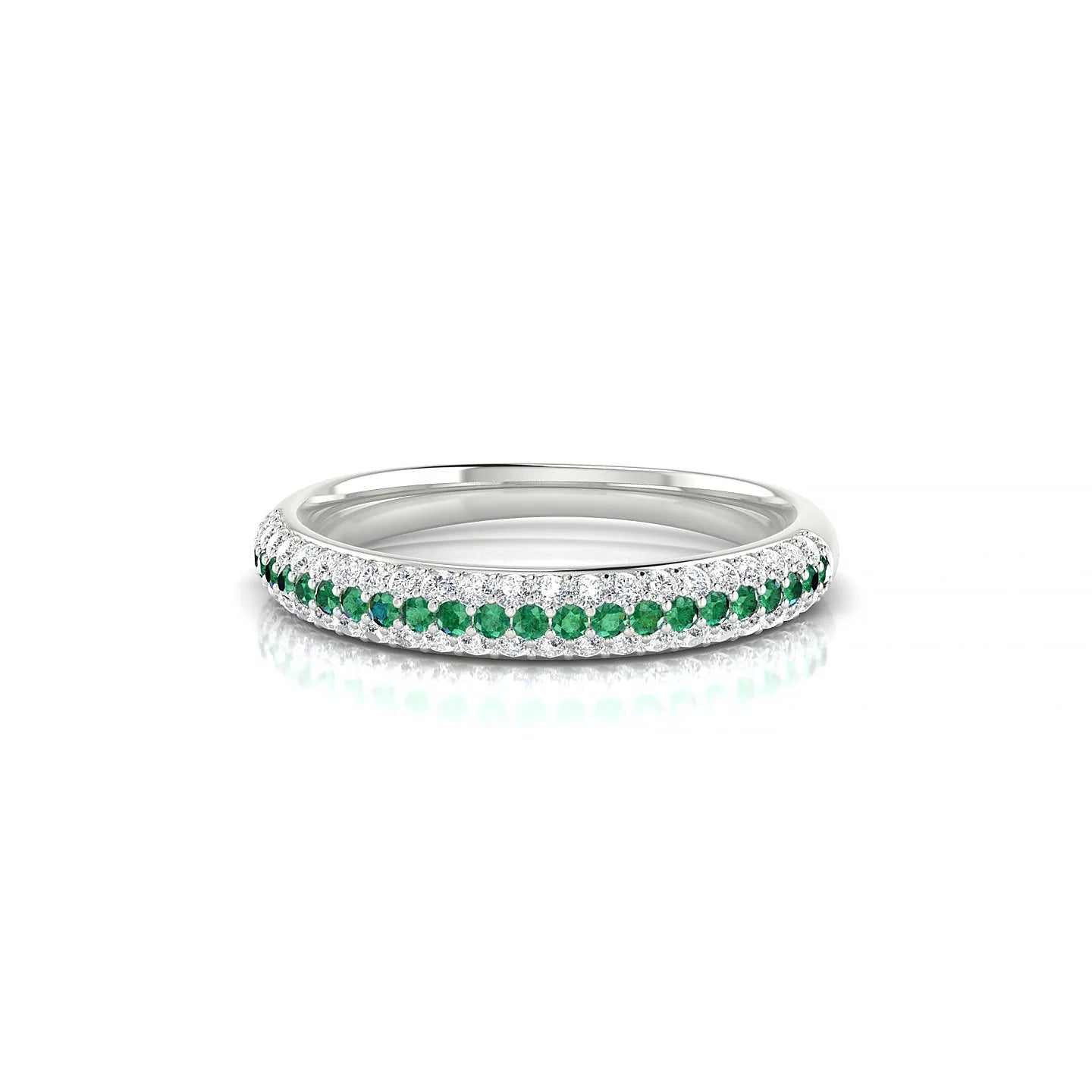 Dawn | 18k White Gold 1.1 mm Round Emerald & Diamond Ring